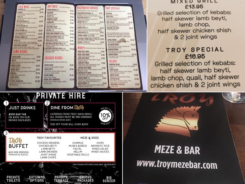 Troy Meze Bar Menu