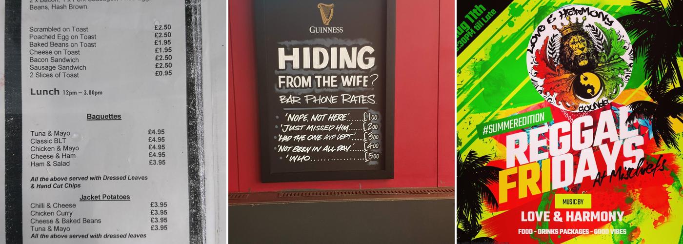 Mischiefs Cafe Bar Menu