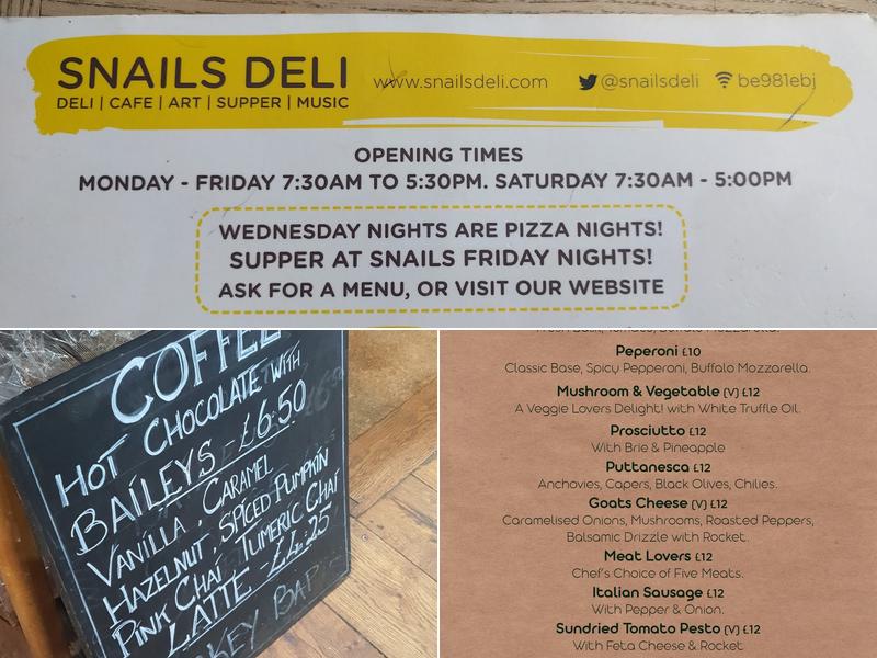 Snails Delicatessen Menu