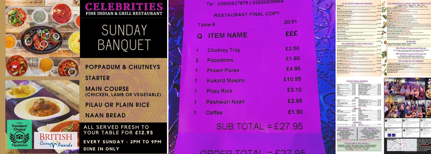Celebrities Indian Restaurant Menu