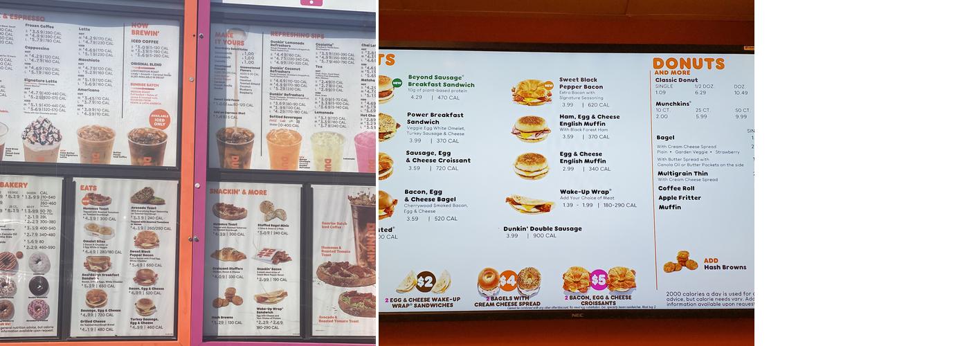 Dunkin' Menu