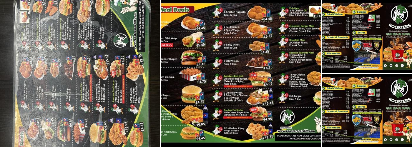 Roosters Menu