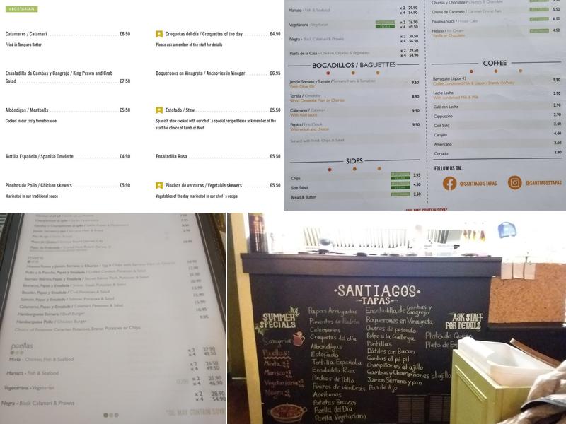 Santiago's Tapas Menu