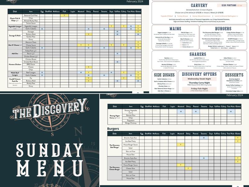 The Discovery Inn Menu