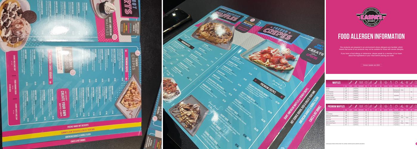 Kaspa's Cardiff Town Centre Menu