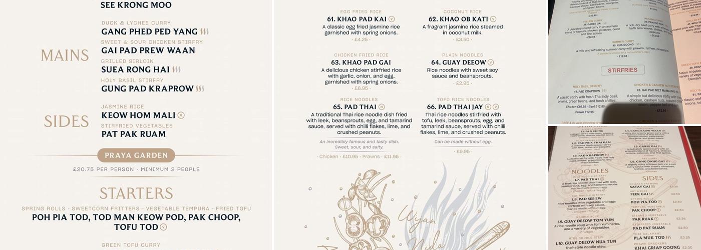 Praya Thai Menu