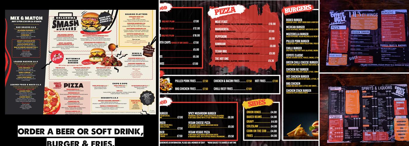 Coyote Ugly Saloon Menu