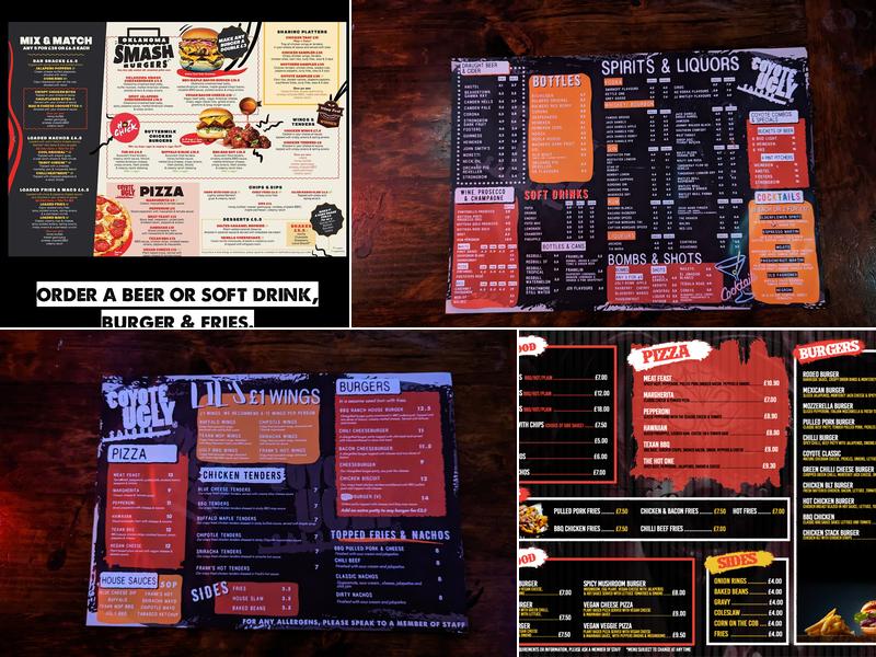 Coyote Ugly Saloon Menu