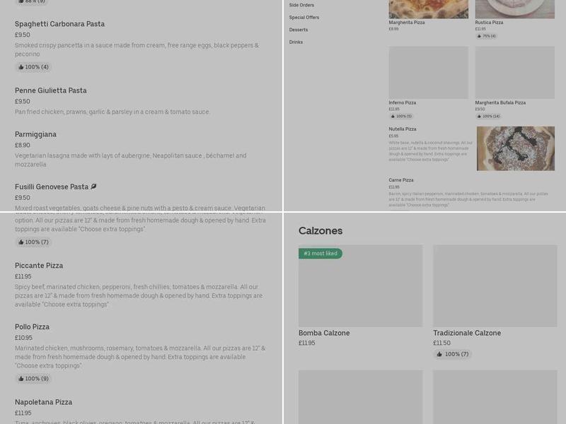 Frankies Italian Menu