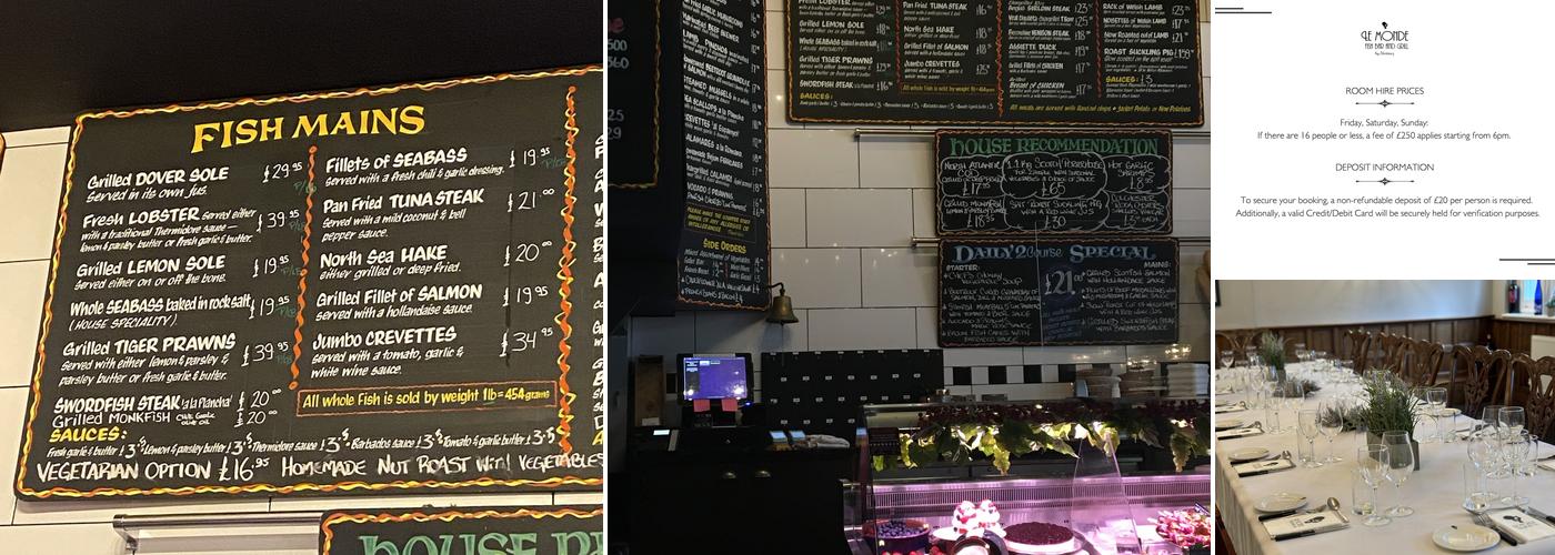 Le Monde Restaurant Cardiff Menu