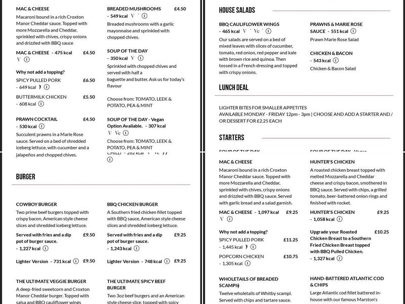 Cross Inn Menu
