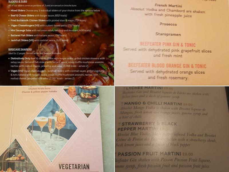 Dirty Martini Cardiff Menu