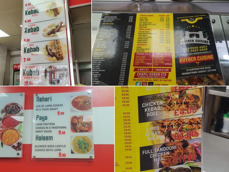 The Khyber Cuisine Menu