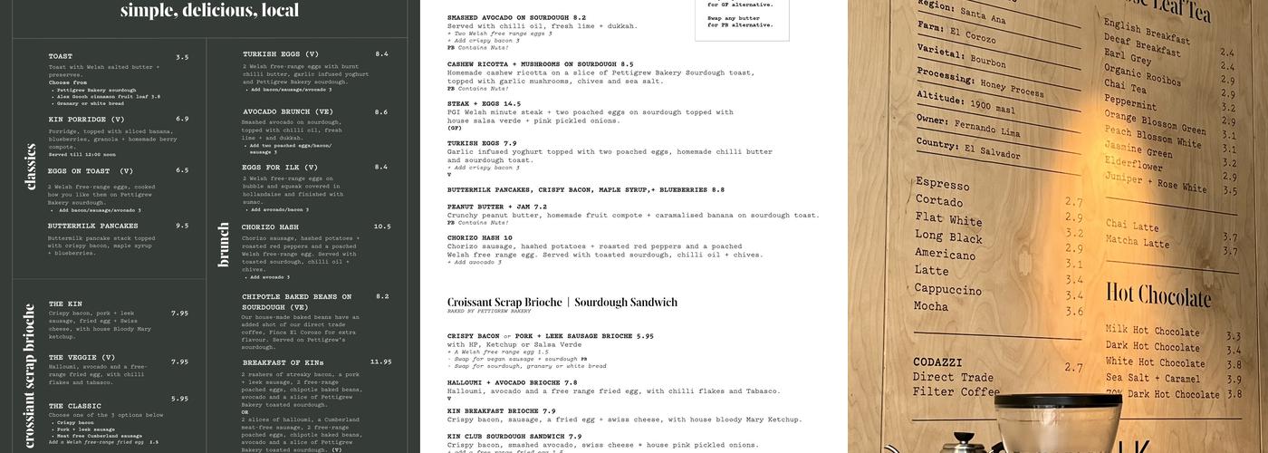 KIN+ILK St Davids Menu