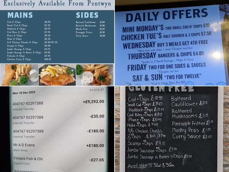 Fintans Fish & Chip Co. Menu