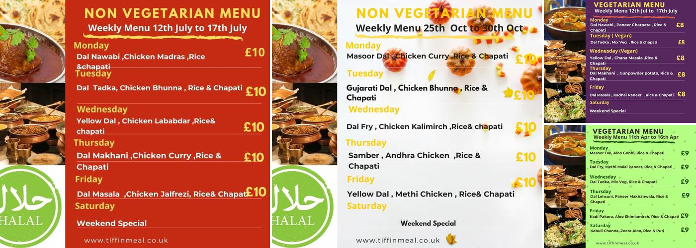 Tiffin Meal - Indian Takeaway Menu