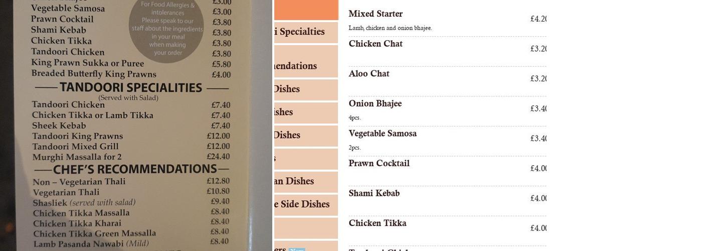India Gate Restaurant & Takeaway (Cardiff) Menu