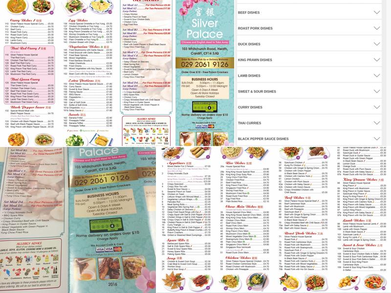 Silver Palace Menu