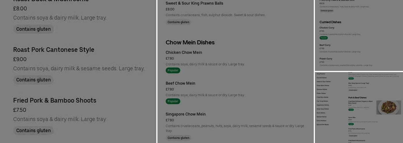 Man Sang Takeaway Menu