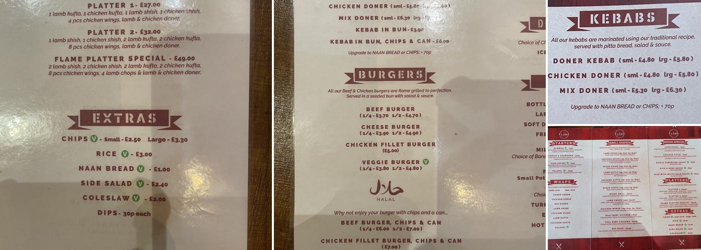 Flame Grill House Menu