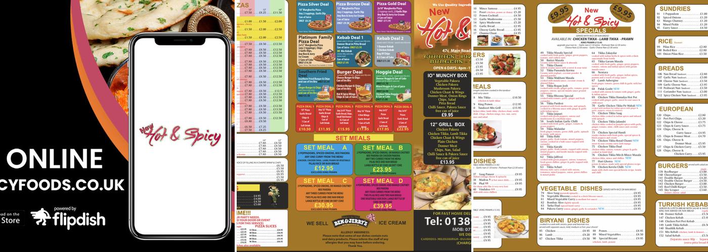 New Hot”N Spicy Cardross Menu