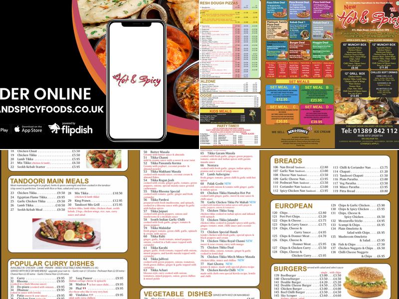 New Hot”N Spicy Cardross Menu