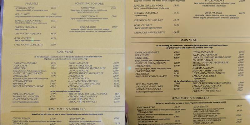 The Beauchamp Arms Menu