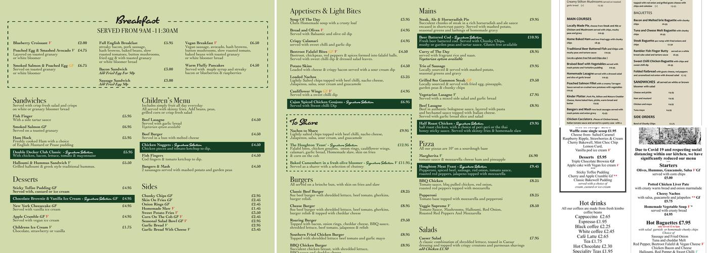 The Britannia Inn Menu