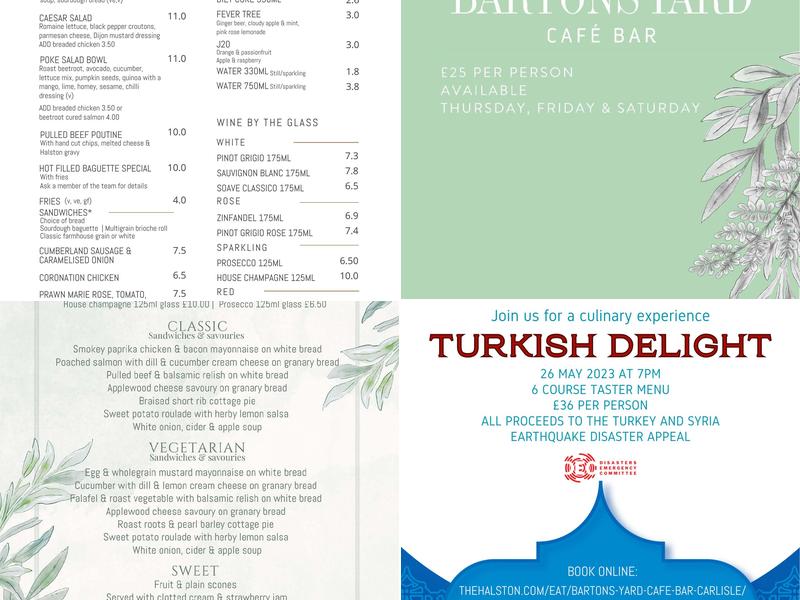 Bartons Yard Menu