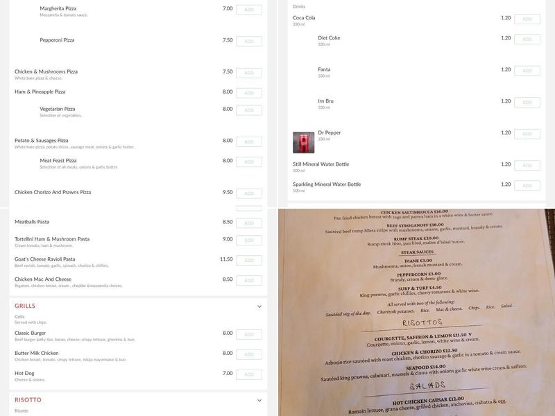 Alex's Pasta Bar Menu