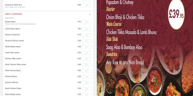 The Dhaka Restaurant Menu
