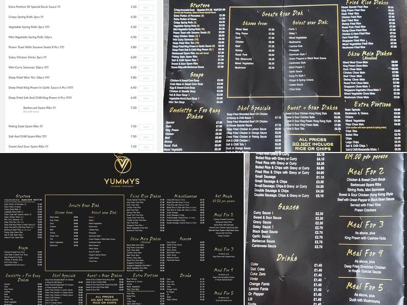 Yummy's chinese takeaway Menu