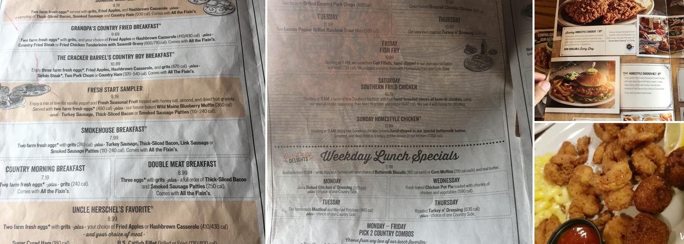 Cracker Barrel Old Country Store Menu