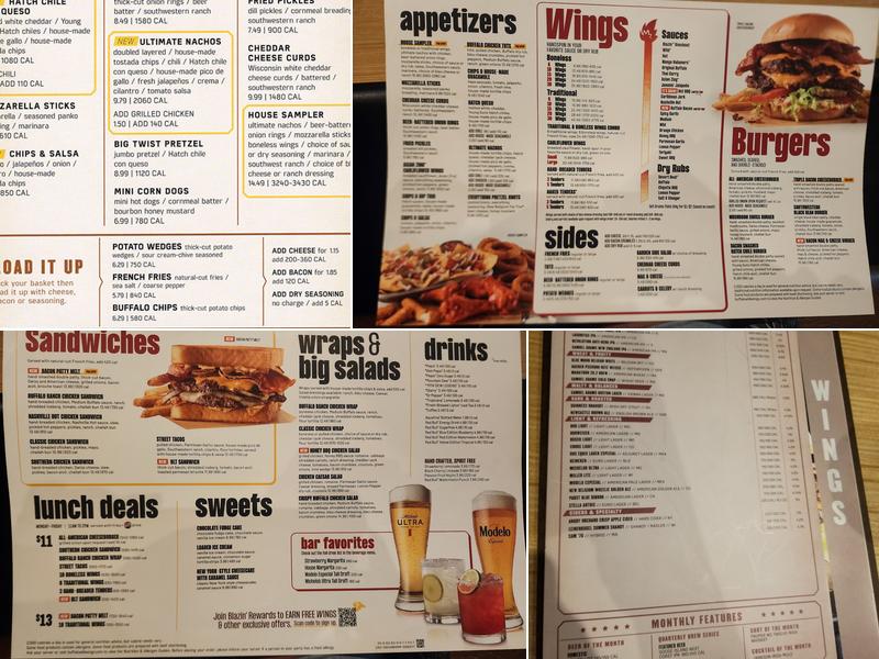 Buffalo Wild Wings Menu
