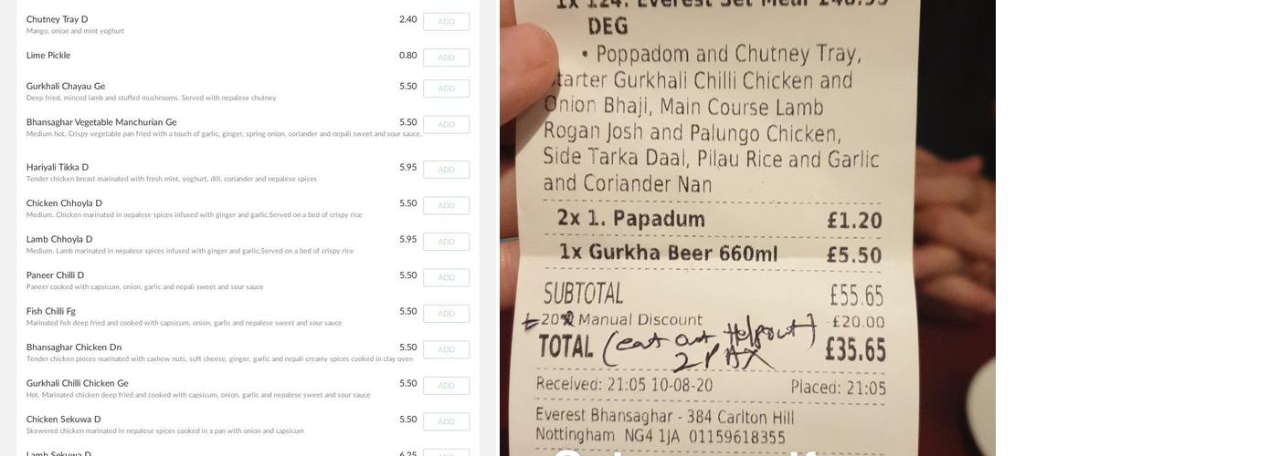 Everest Bhansaghar Menu