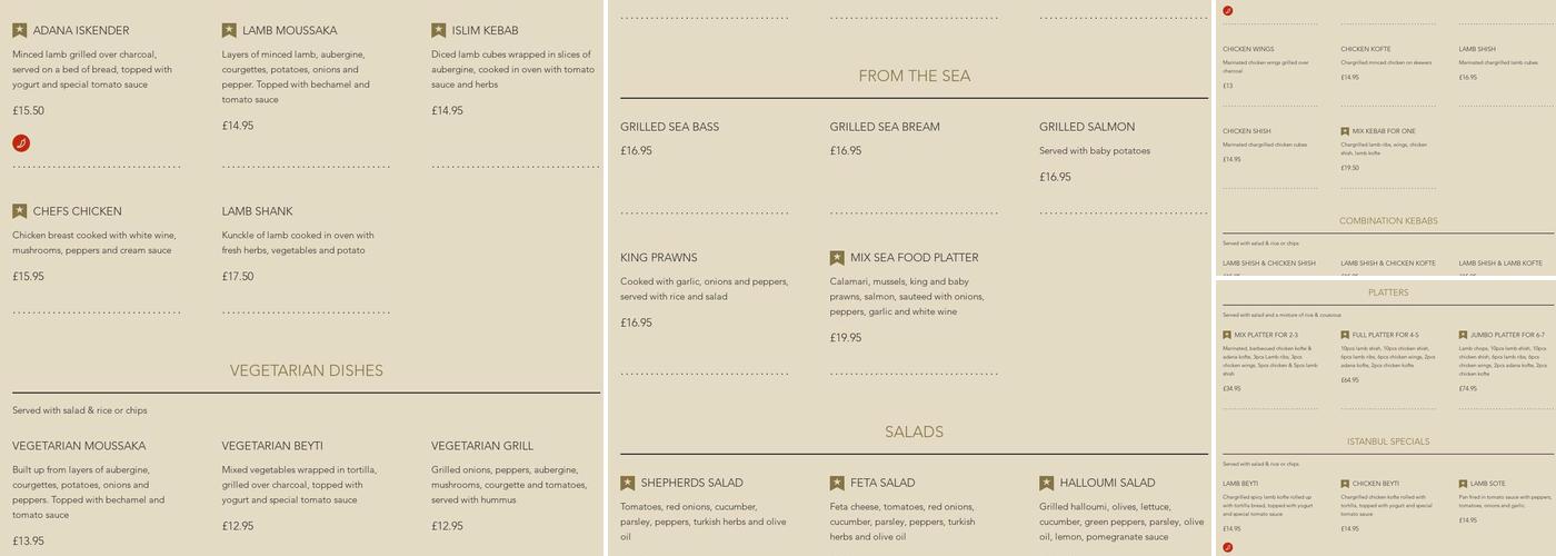 Istanbul Restaurant Arnold Menu