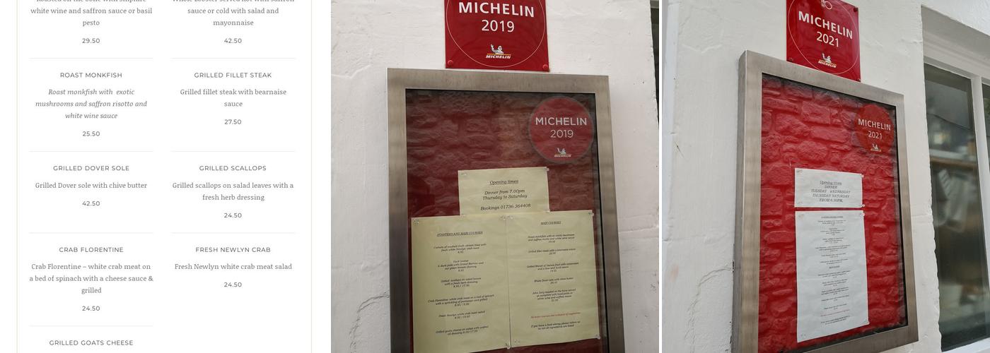 Harris's Restaurant Menu