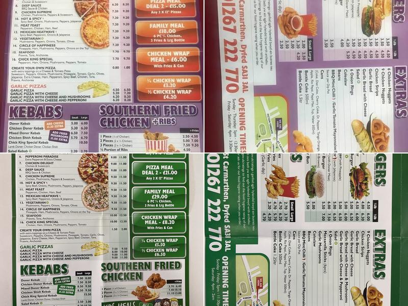 Chick King Menu