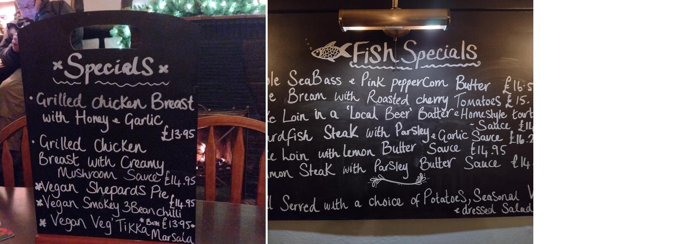 Stag & Pheasant Menu