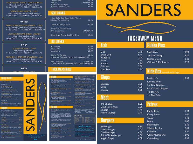Sanders Fish And Chips Menu