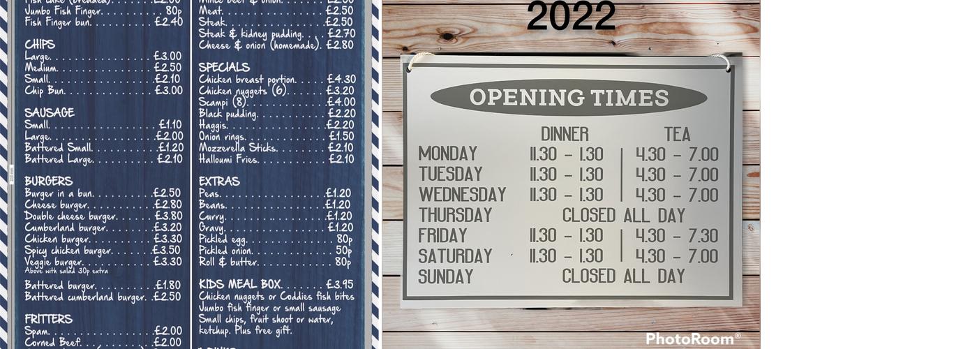 North Road Chippy Menu