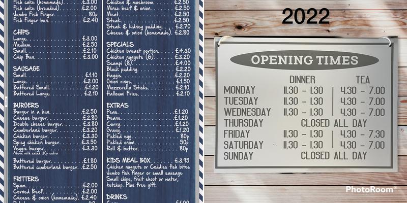 North Road Chippy Menu
