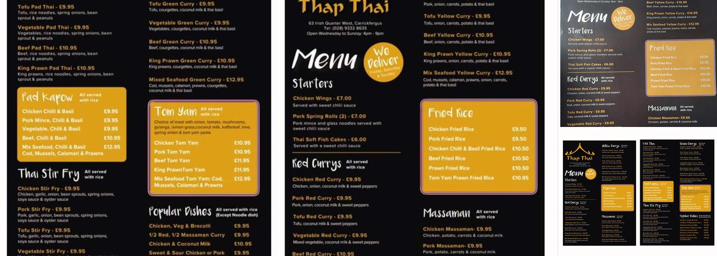 Thap Thai Menu