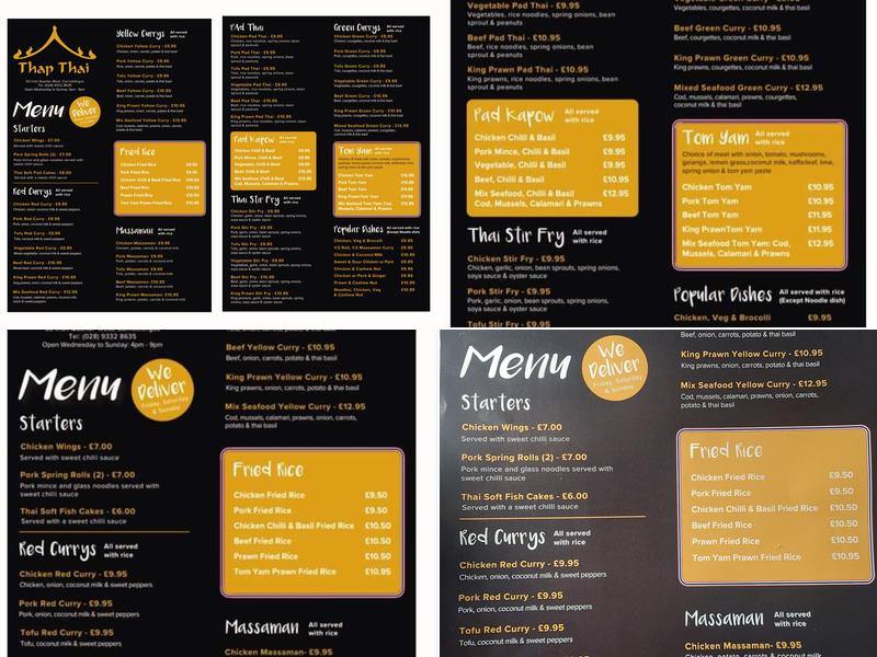Thap Thai Menu
