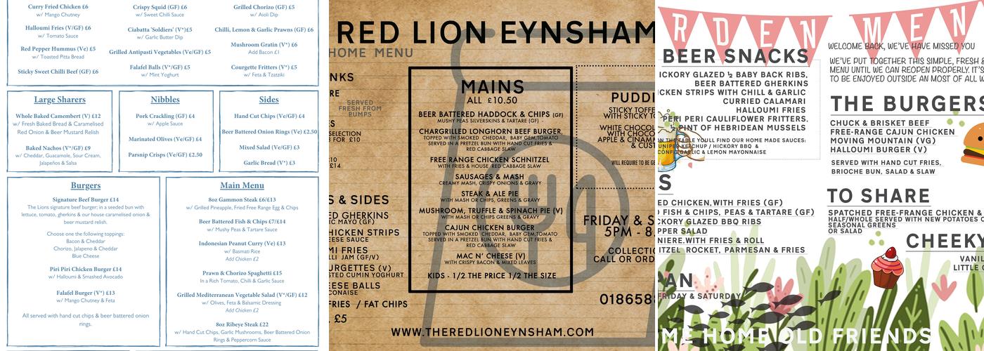 The Red Lion Menu