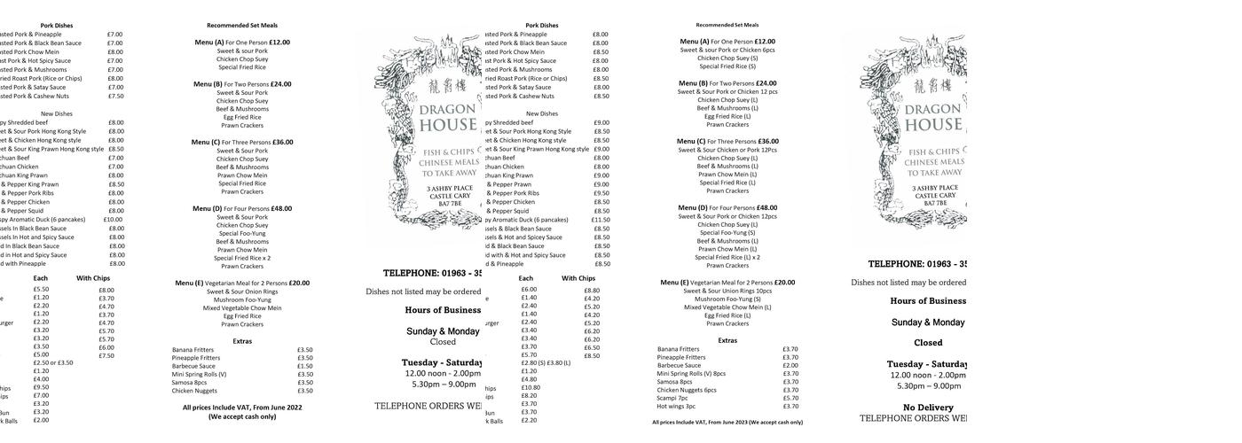 Dragon House Menu