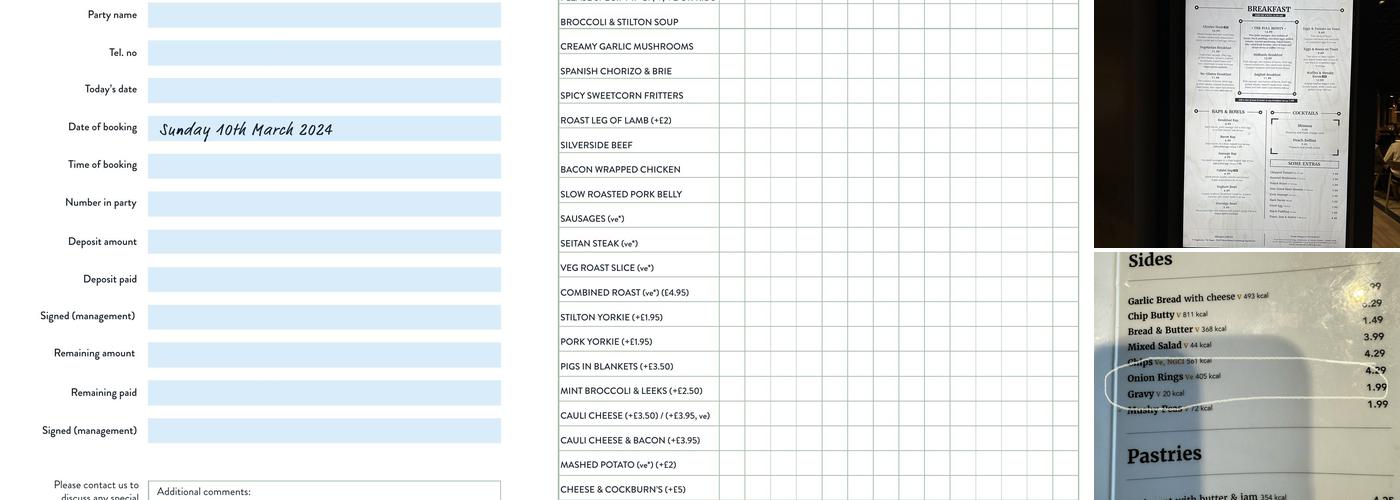 Castle Rock Tap Room & Kitchen Menu