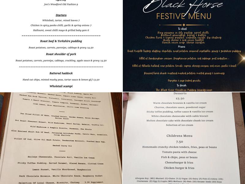 The Black Horse Inn Menu