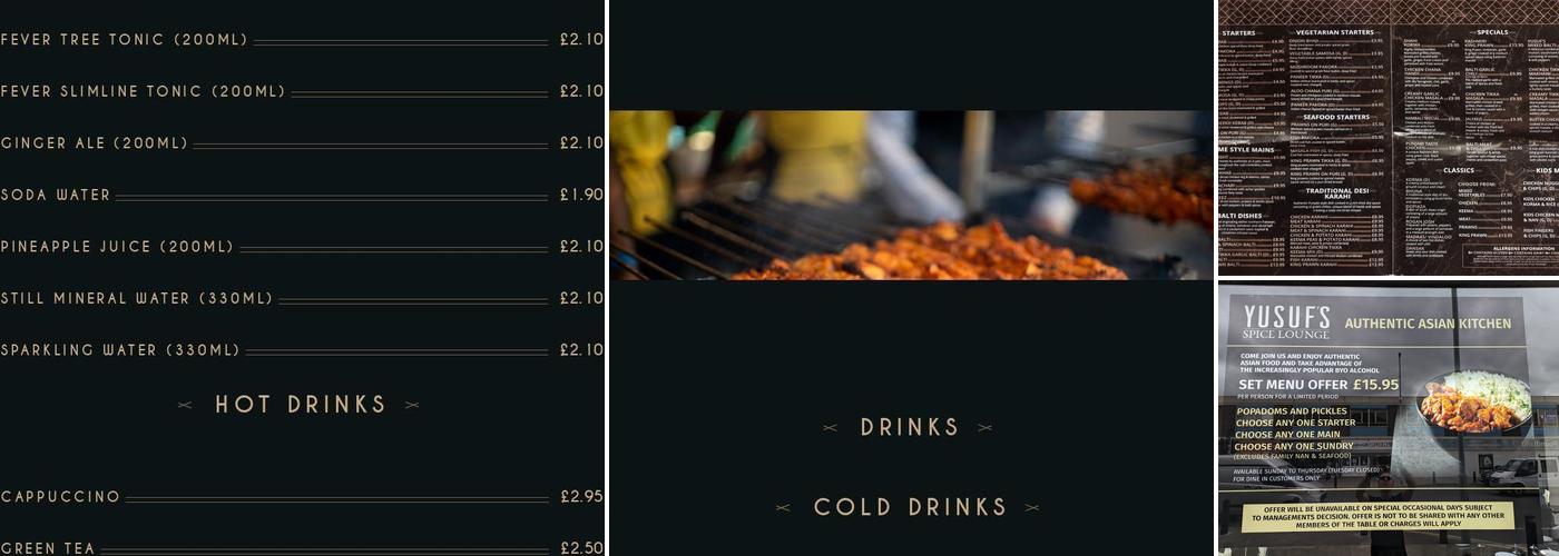 Yusuf's Spice Lounge Menu