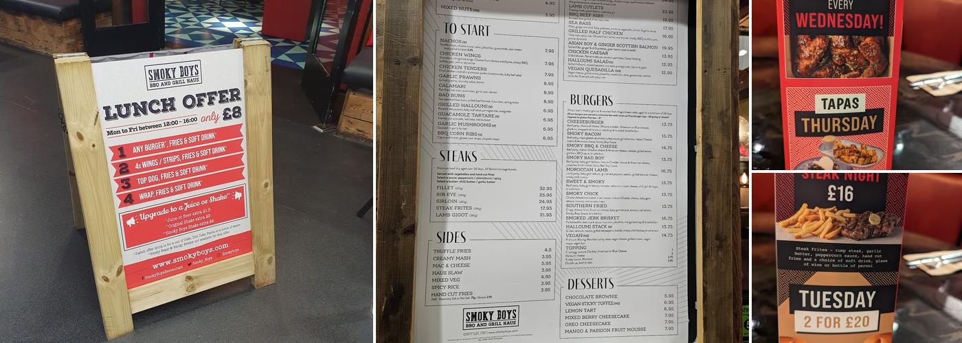 Smoky Boys Castleford Menu